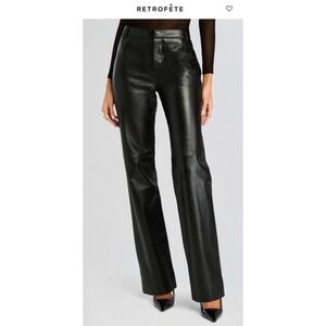 Retrofete Adelina Genuine Leather Pants Black Straight Leg XS NWT US 2-4